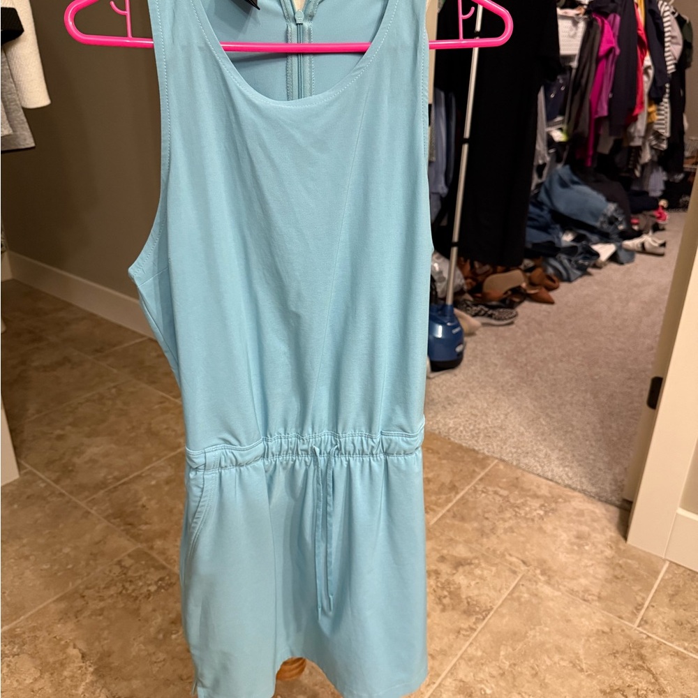 The North Face Sky Blue Sleeveless One Piece dress with built in shorts